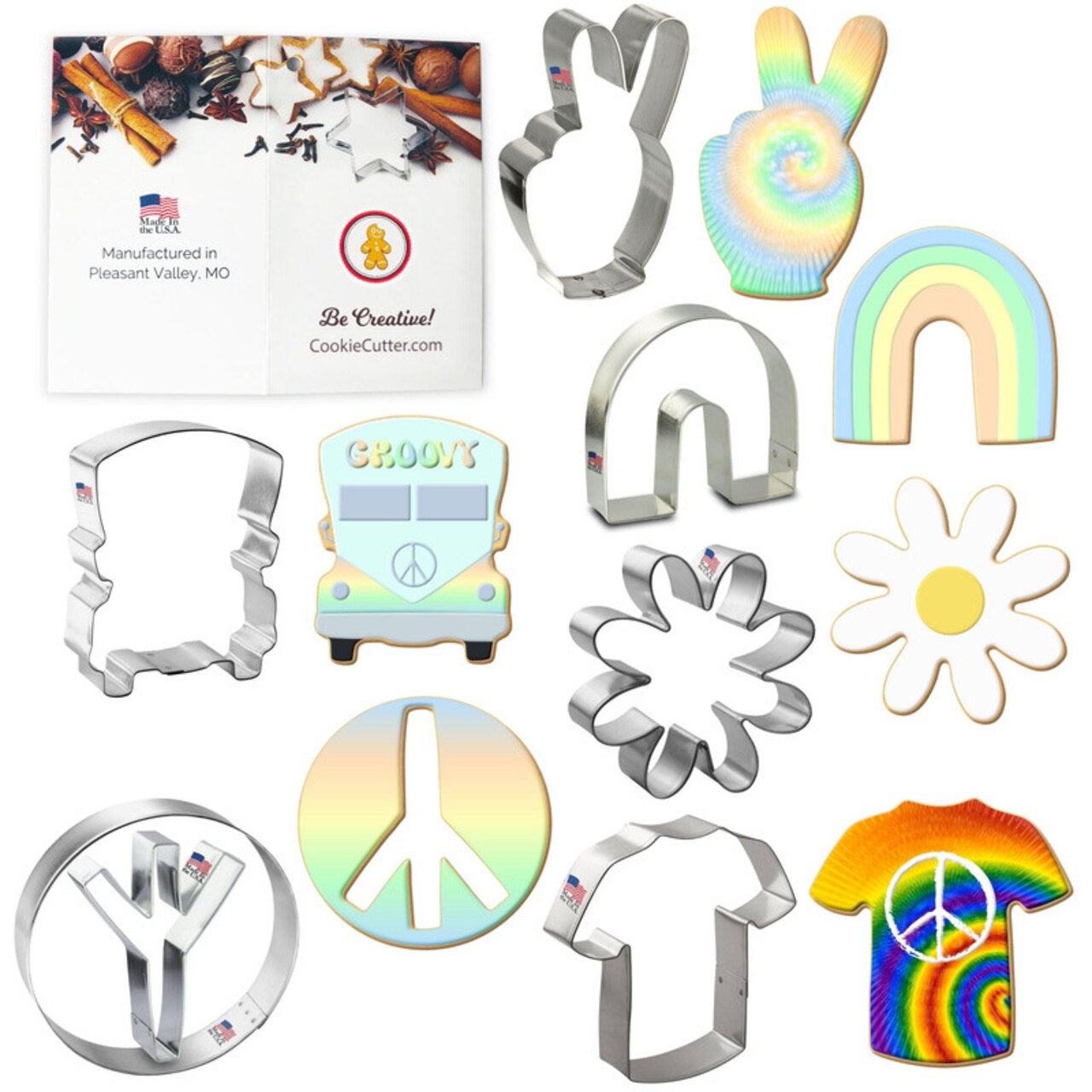 Groovy Cookie Cutter 6 Pc Set. USA Tin Plate Steel - By CookieCutter.Com